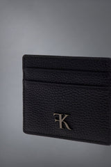 Black Grained Calfskin Cardholder with KOFI Icon