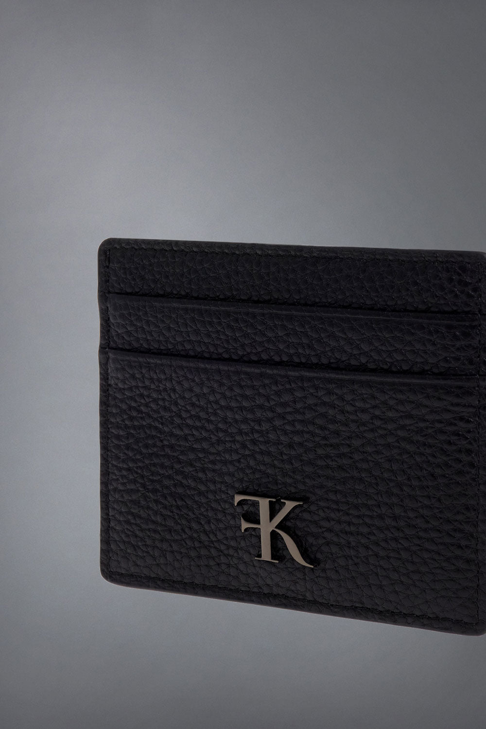 Black Grained Calfskin Cardholder with KOFI Icon