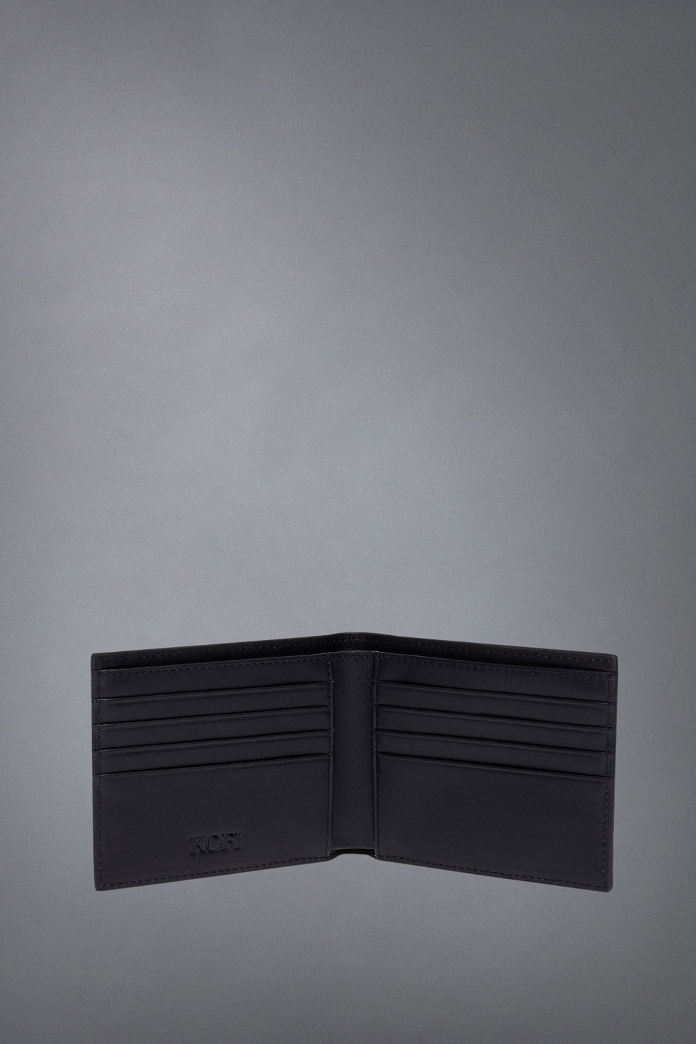 Black Grained Calfskin Wallet with KOFI Icon